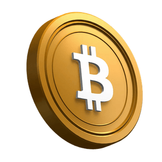 Schräg gezeigte Bitcoin-(BTC)-Münze im Design des Hero-Bereichs